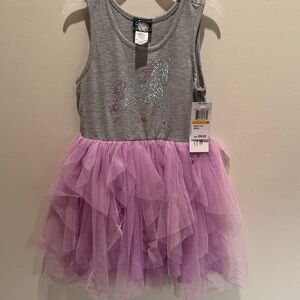 Gray and Purple Unicorn Girls Dress